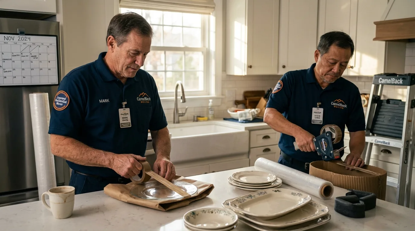 Professional crew packing kitchen dishware in Big Spring, TX